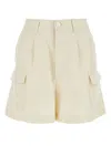 Woolrich Pleated Viscose Blend Shorts In White