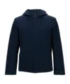Woolrich Hooded Padded Jacket With Side And Zip Pockets In Blue