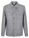 Woolrich Grey Patterned Wool Blend Overshirt With Classic Collar And Snap-button Fastening In Gray