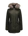 Woolrich Arctic Raccoon Parka With Removable Fur Neck In Green
