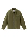 Woolrich Olive Green Cotton Gabardine Oversized Shirt In Green