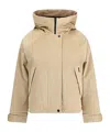 Woolrich Hooded Corduroy Jacket Adjustable Cuffs In Neutral