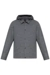 Woolrich Button-up Hooded Shirt Jacket In Gray