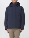 Woolrich Quilted And Padded Blue Nylon Jacket In Blue