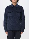 Woolrich Textured Short Jacket Chest Pockets In Blue