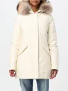 Woolrich Cotton Blend Parka Coat In Beige