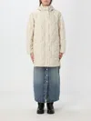 Woolrich Womens Long Cream Quilted Down Jacket In Yellow Cream