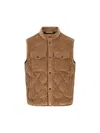 Woolrich Sleeveless Vest With Pockets In Brown