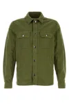 Woolrich Denim Jacket With Chest Pockets And Collar In Green