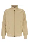 Woolrich Sand Cotton Blend Cruiser Bomber Jacket In Beige O Tan