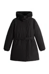 Woolrich Long Sleeve Cotton Coat In Black
