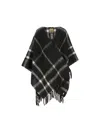 Woolrich Brushed Check-pattern Cape In Black