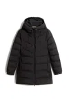 Woolrich Quilted Down Coat With Adjustable Hood In Black