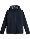 Woolrich Hooded Jacket With Drawstring And Pockets In Blue