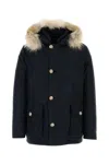 Woolrich Blue Down Filled Jacket With Fur Hood In Blue