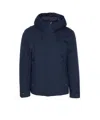 Woolrich Hooded Padded Jacket With Side And Zip Pockets In Blue