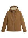 Woolrich Padded Brown Jacket With Adjustable Hood In Brown