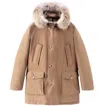 Woolrich Down Jacket "arctic" In Gold Khaki