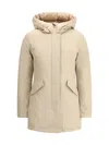 Woolrich Insulated Parka With Hood And Pockets In Neutral