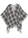 Woolrich Checked Fringed Cape In White Hunting