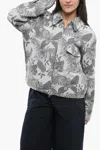 Woolrich Jacquard Floral Pattern Timber Overshirt In Blue