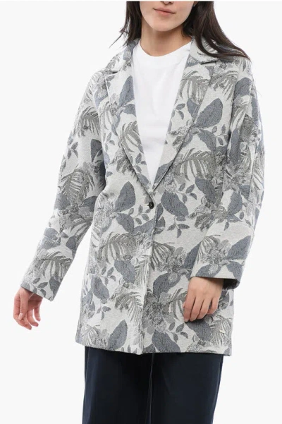 Woolrich Jacquard Motif Floral Coat In Gray
