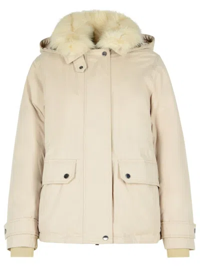 WOOLRICH WOOLRICH JOHN RICH & BROS ARTIC' SHORT PARKA IN BEIGE COTTON BLEND