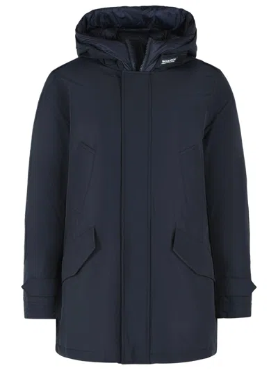 Woolrich John Rich & Bros 'polar High Collar' Blue Cotton Blend Parka