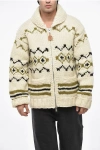 Woolrich Kanata Patterned Wool Sweater With Zip Closure In Neutral