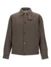 Woolrich Adjustable Waist Overshirt Pockets In Gray