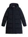 Woolrich Womens Navy Blue Quilted Down Jacket With Hood In Blue