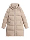 Woolrich Long Kelly Down Jacket In Neutral