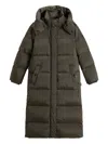 Woolrich Kelly Hooded Long Parka In Green