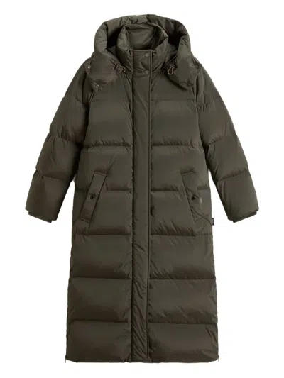 Woolrich Kelly Hooded Long Parka In Green