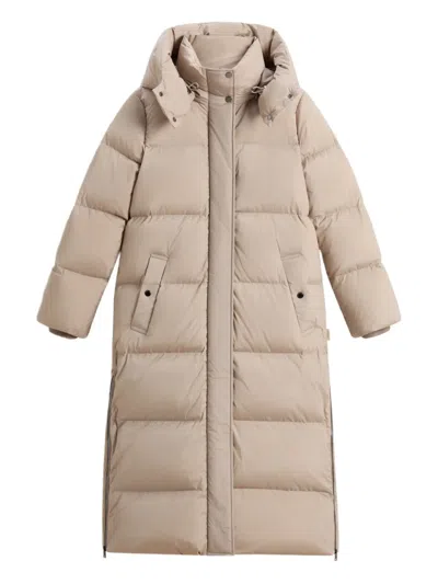 Woolrich Kelly Long Padded Coat In Neutral