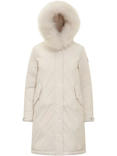 Woolrich Flap Pockets Modern Vail Down Jacket In Neutral