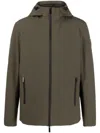 Woolrich Logo-patch Zip-up Hooded Jacket In Khaki