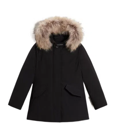 Woolrich Kids Button Detailed Long-sleeved Parka In Black