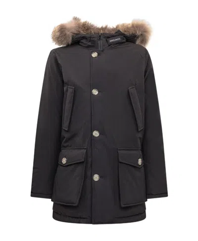 Woolrich Kids Buttoned Long-sleeved Jacket In Black