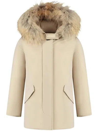 Woolrich Kids Luxury Arctic Raccoon Parka In Neutral