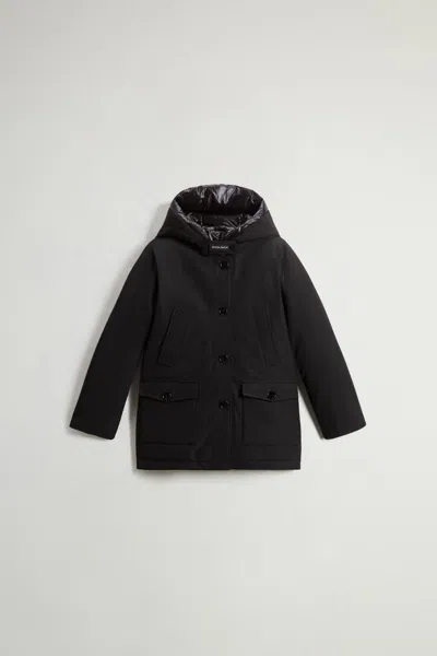 Woolrich Kids Mini Arctic High Collar Jacket In Black