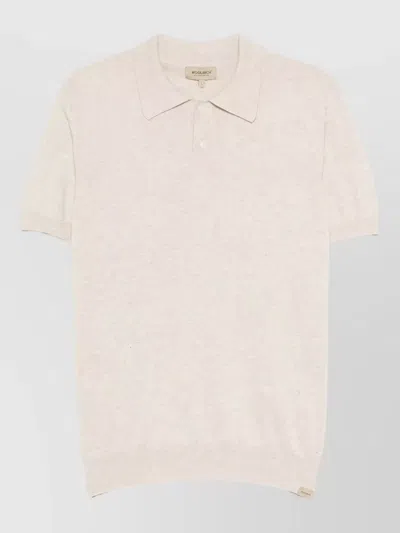 Woolrich Knit Polo Shirt Short Sleeves Ribbed Finishes In Pink