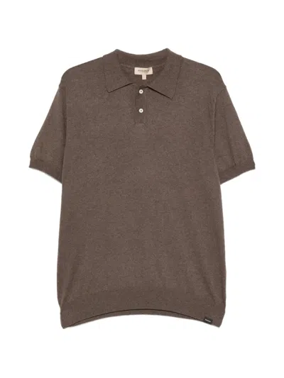 Woolrich Polo Shirt Ribbed Collar Sleeves Hem In Brown