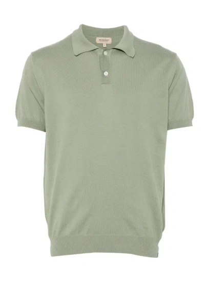 Woolrich Short Sleeve Polo Shirt Ribbed Collar Hem In Green