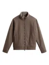 Woolrich Knitted Wool Bomber Jacket In Brown