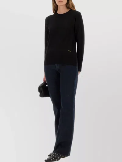 Woolrich Knitwear Crew Neck Long Sleeves Ribbed Hem In Blue