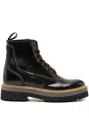 Woolrich Chunky Sole Leather Lace Up Ankle Boots In Black