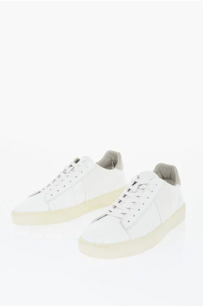 Woolrich Lace-up Court Leather Sneakers In White
