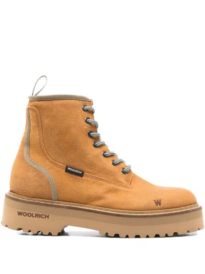 Woolrich Lace-up Platform Boots In Brown