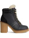 Woolrich Lace-up Shearling Boots In Black